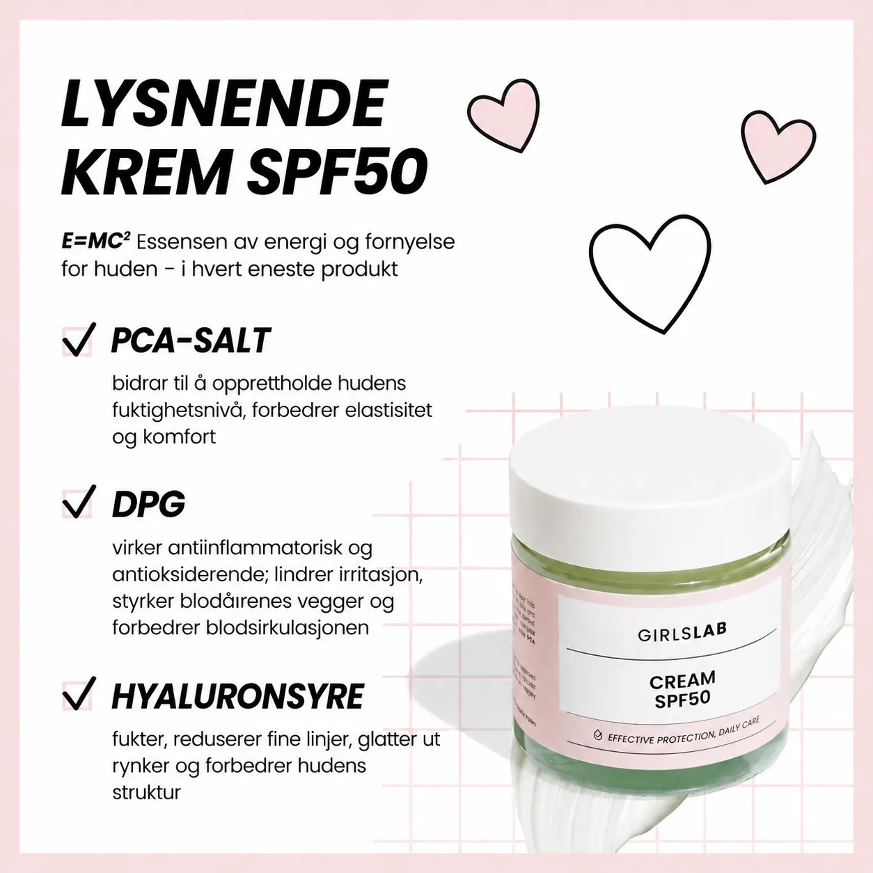 GirlsLab GL.010 SPF 50 Cream med organiske UV-filtre innhold