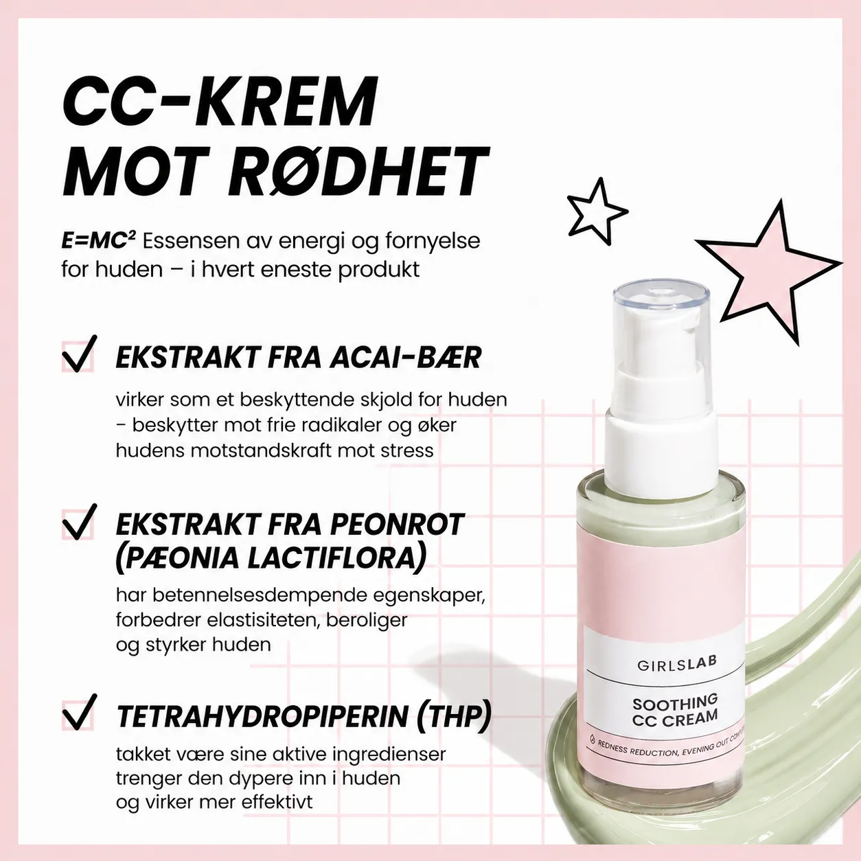 GirlsLab GL.011 Soothing CC Cream med vitamin C og Centella Asiatica ingredienser