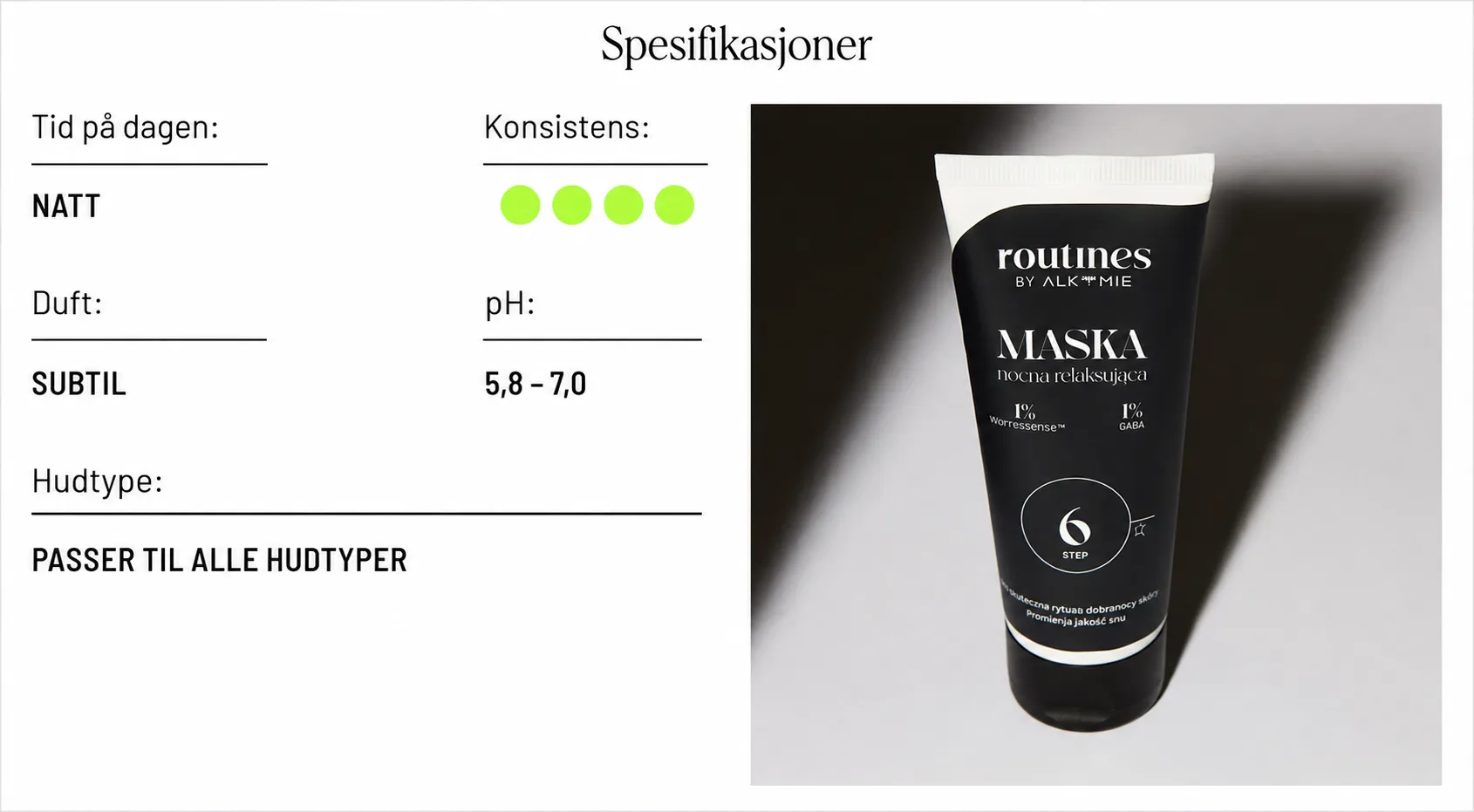 Routines STEP 6 avslappende nattmaske med GABA og Nightessence tips
