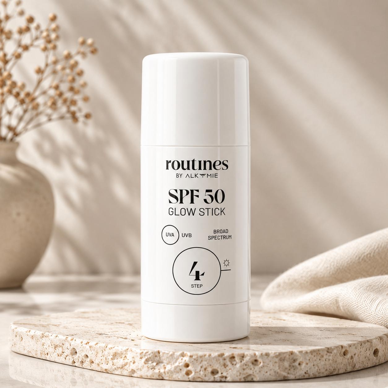SPF 50 Glow Stick solkrem i stiftform – gir glød og solbeskyttelse