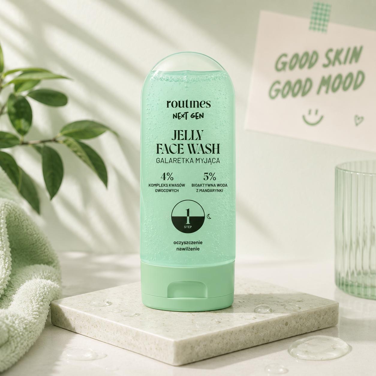 Routines Next Gen Jelly Face Wash grønn rensegele for tenåringer