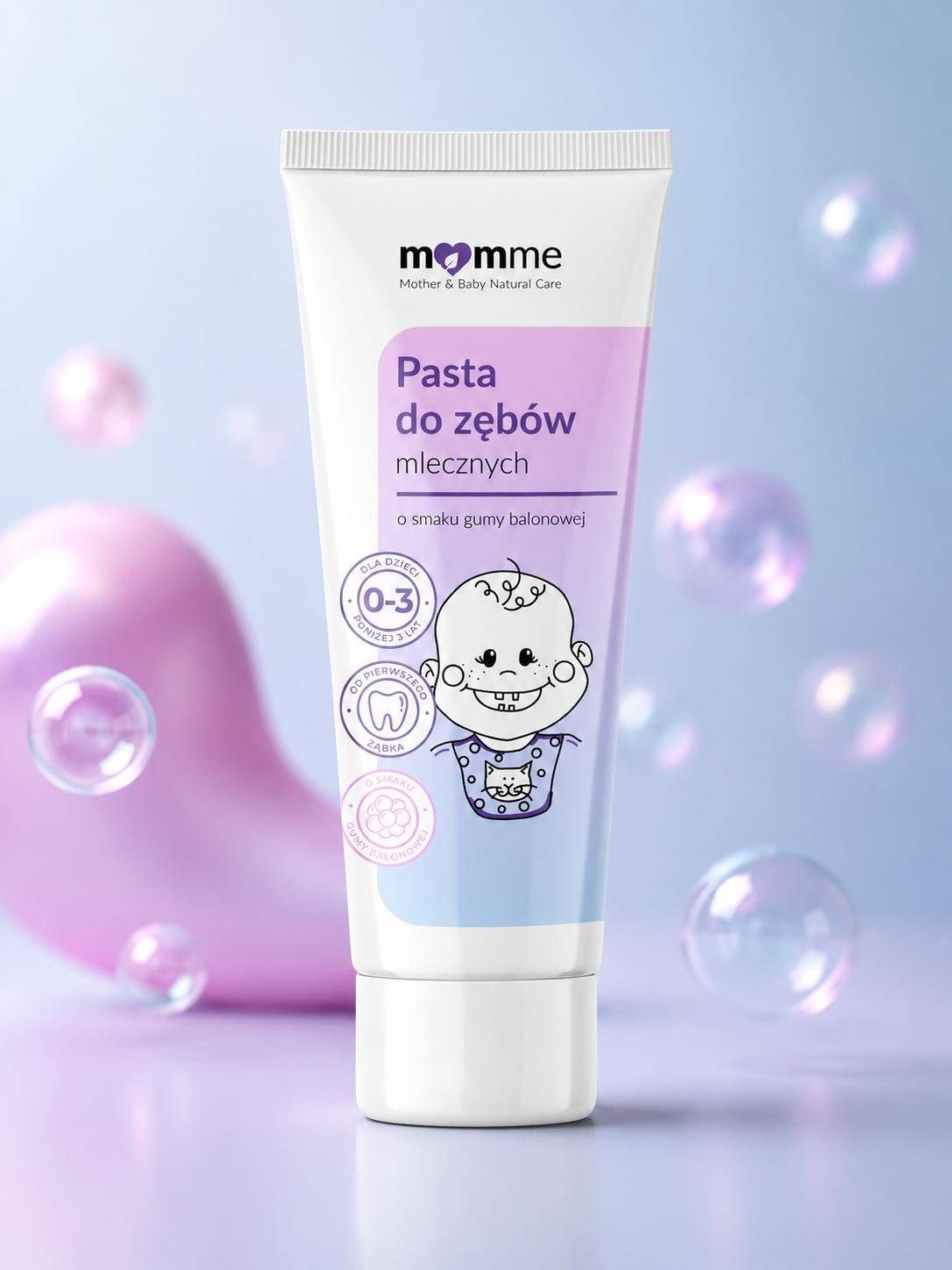 MomMe tannkrem for melketenner med tyggegummi smak