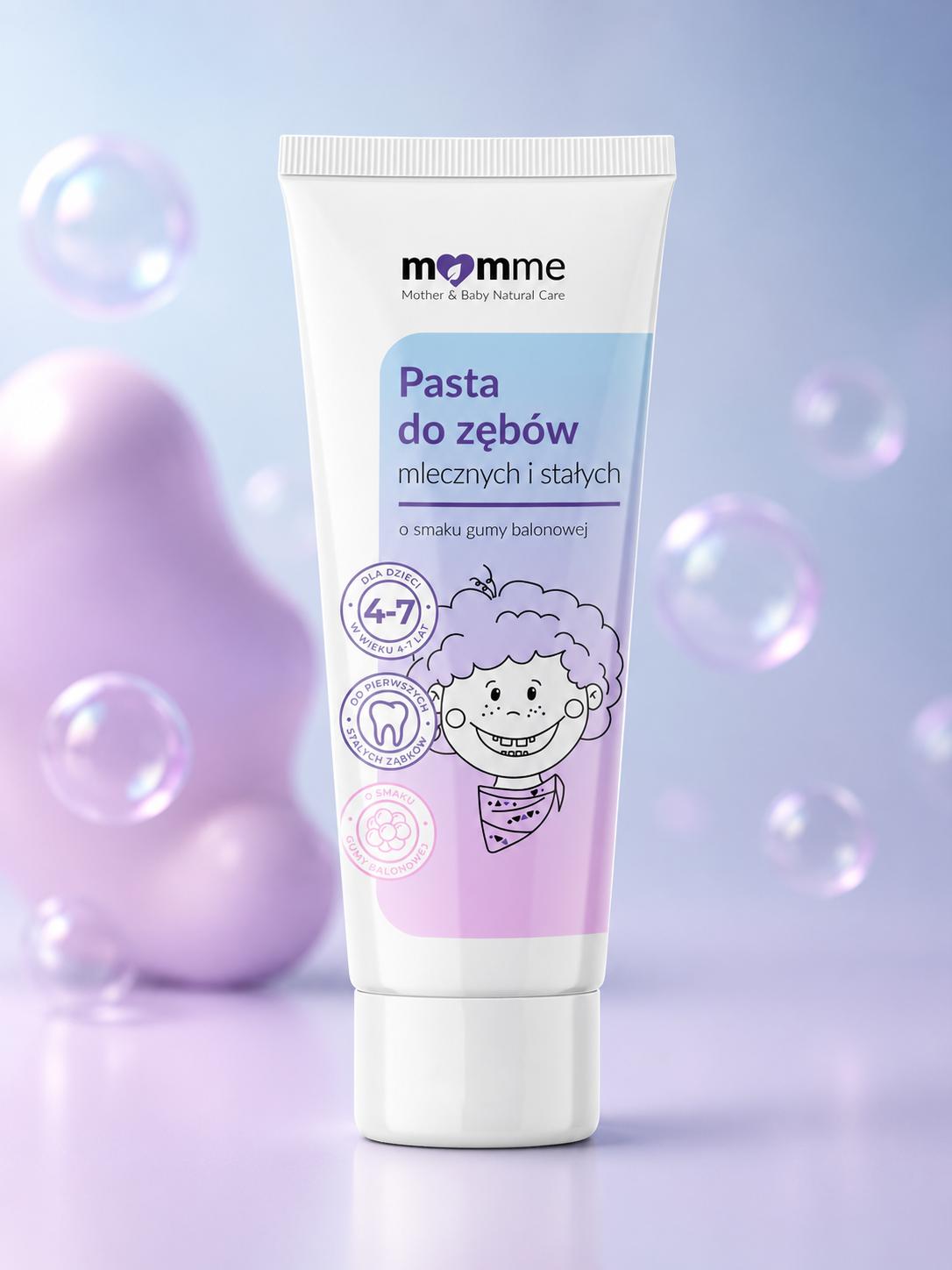 MomMe tannkrem for melke- og permanente tenner med tyggegummi smak