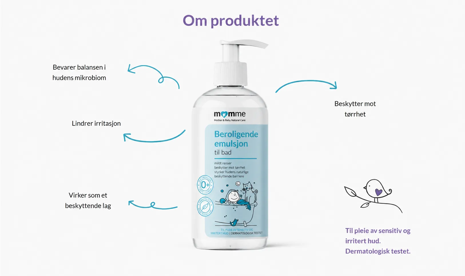 MomMe beroligende badeemulsjon – gjør badet nærende for sensitiv barnehud om