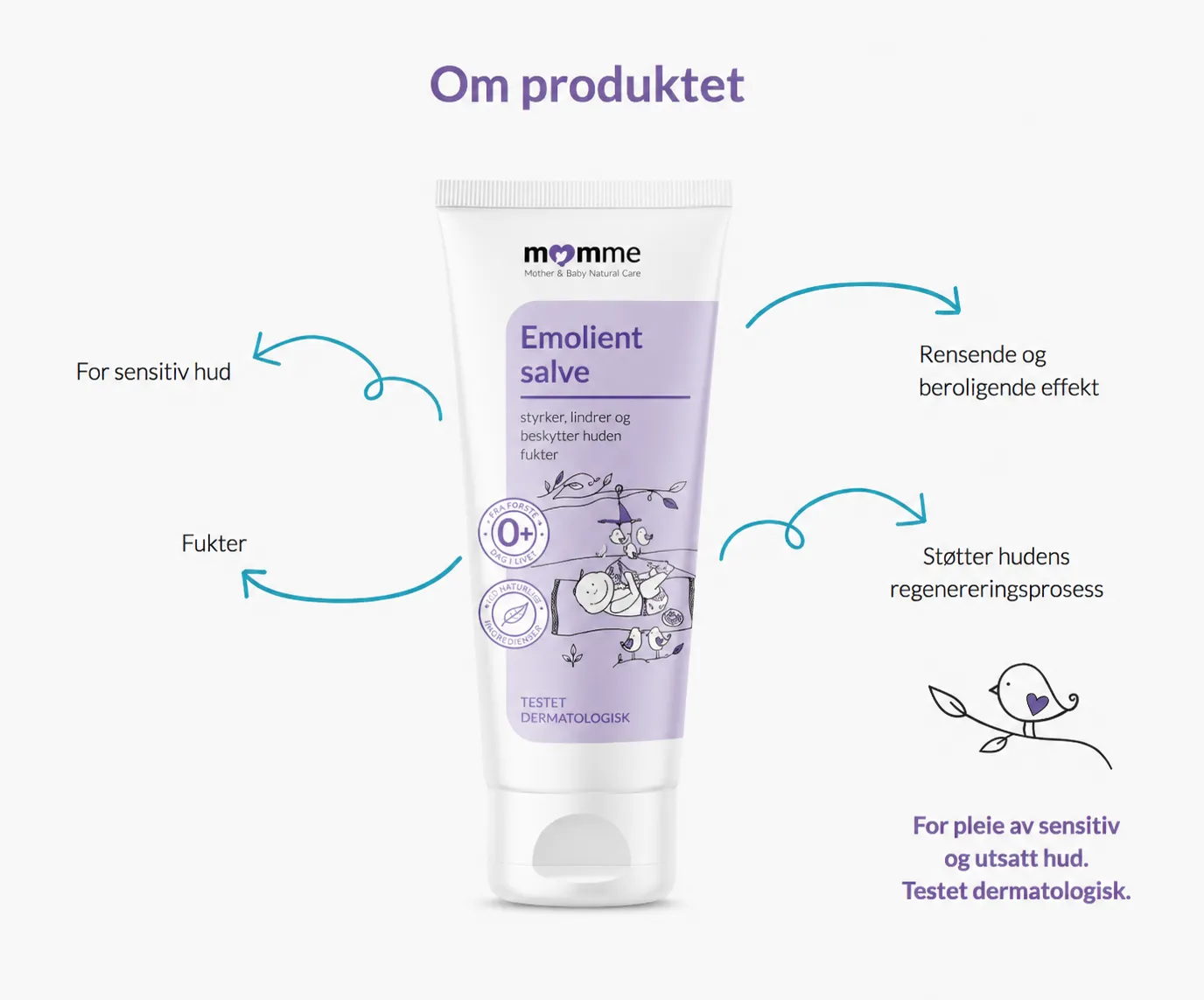 MomMe Emolientsmør – nærende smør for tørr og sensitiv barnehud info3