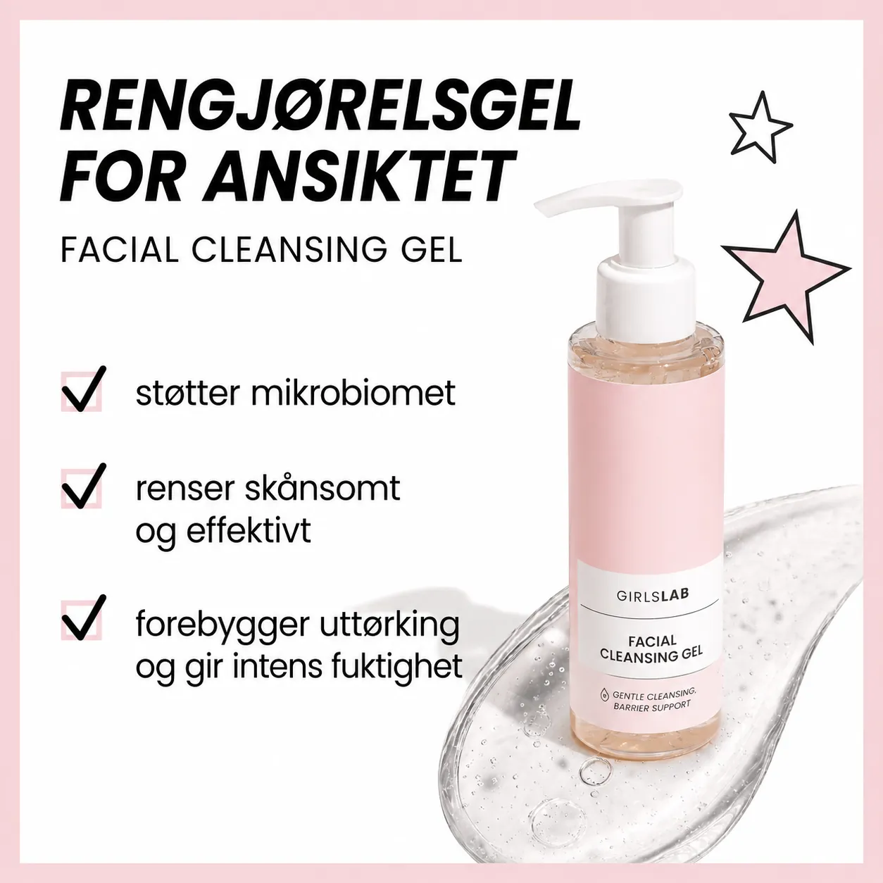 GirlsLab Facial Cleansing Gel med grapefruktekstrakt og glykolipider om