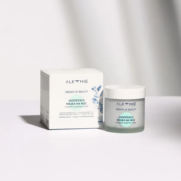 Alkmie Dream of Beauty beroligende nattmaske – regenererer huden over natten bakgrunn