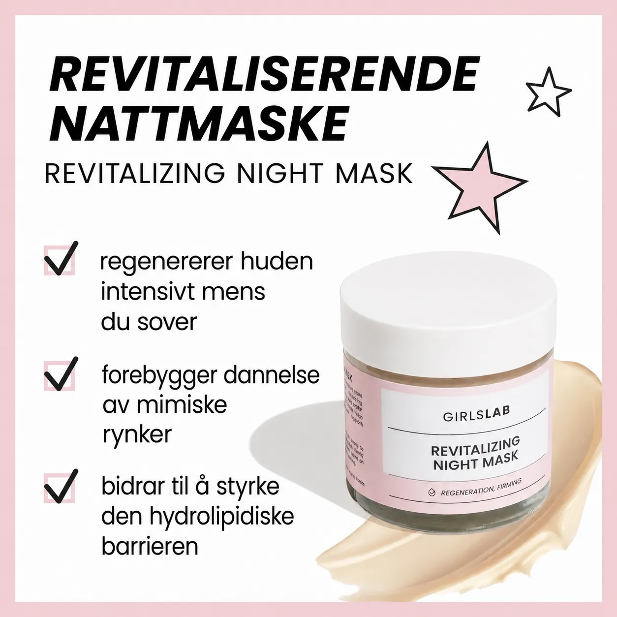 GirlsLab GL.003 Revitalizing Night Mask med ceramider virkning